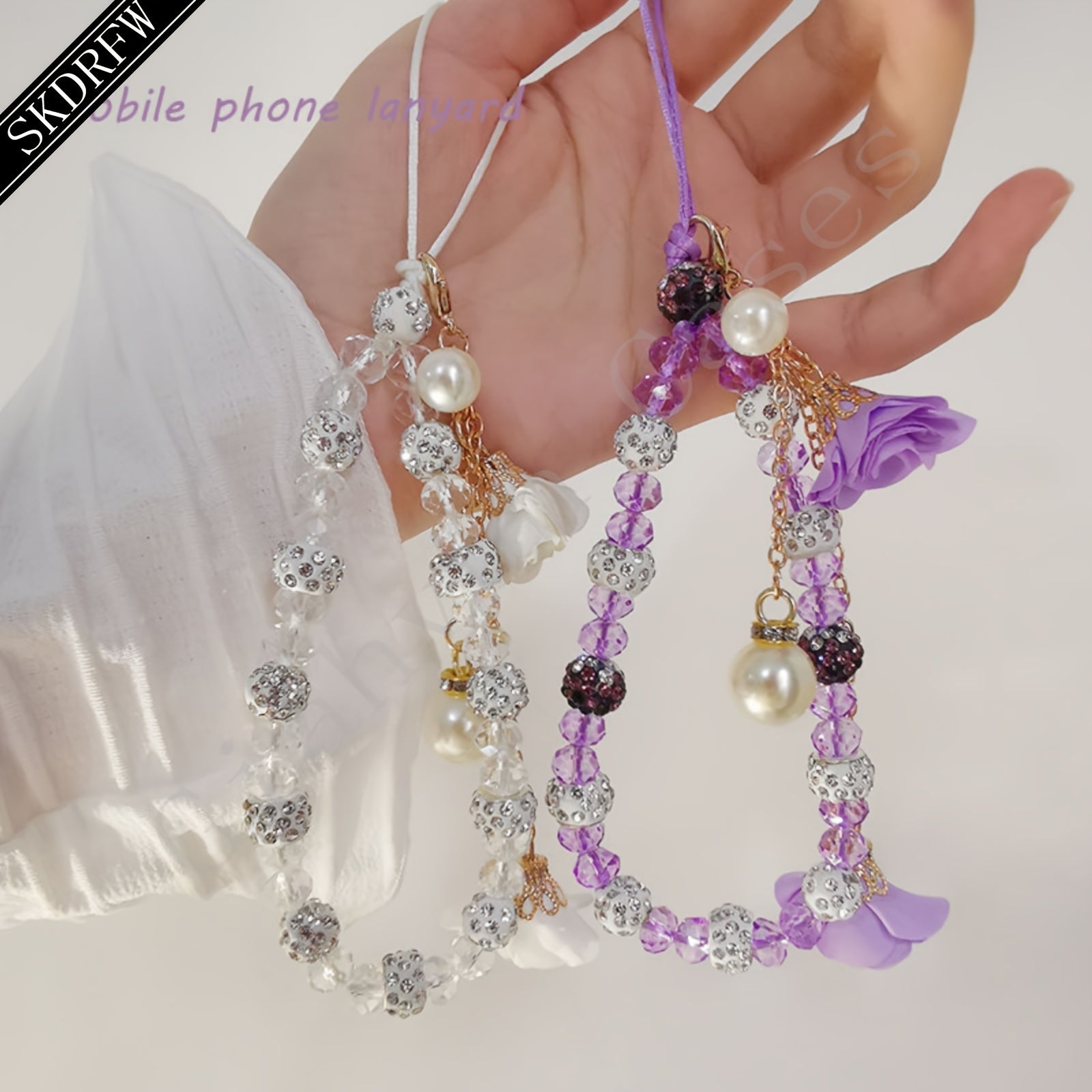 Fashionable Universal Phone Accessory With A Short Crystal Chain, Pure Phone Case, Pendant, And Wrist Strap
